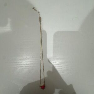 Kendra Scott Hot Pink Heart Necklace Gold Chain